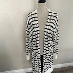 Nine West Black and White Striped Cardigan
